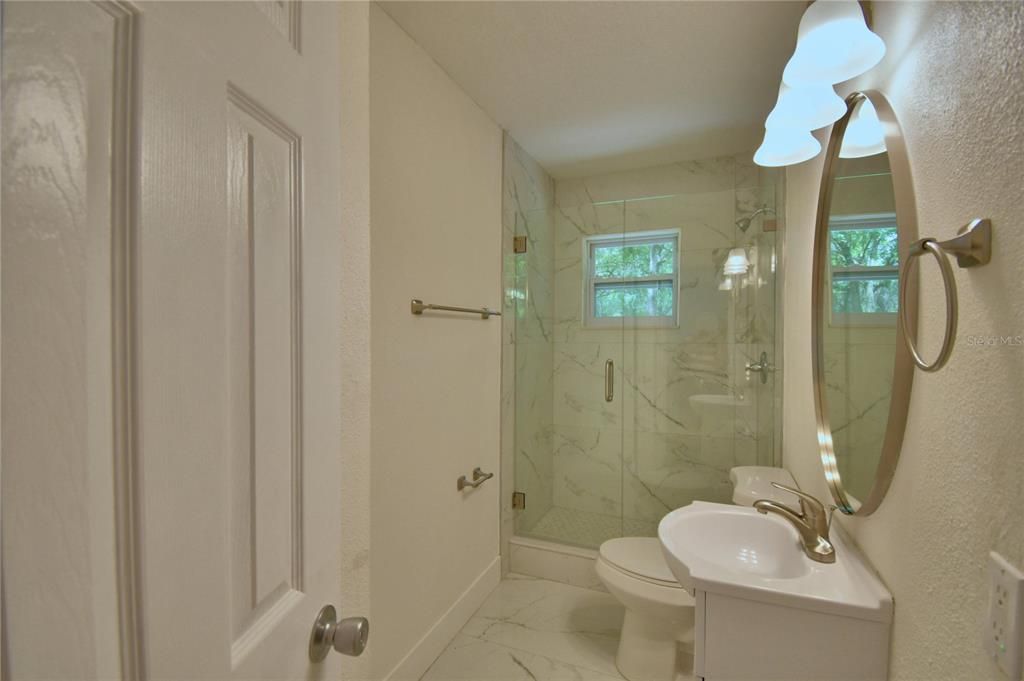 Bathroom, Glass Shower, Interior, Marble, Marble Walls