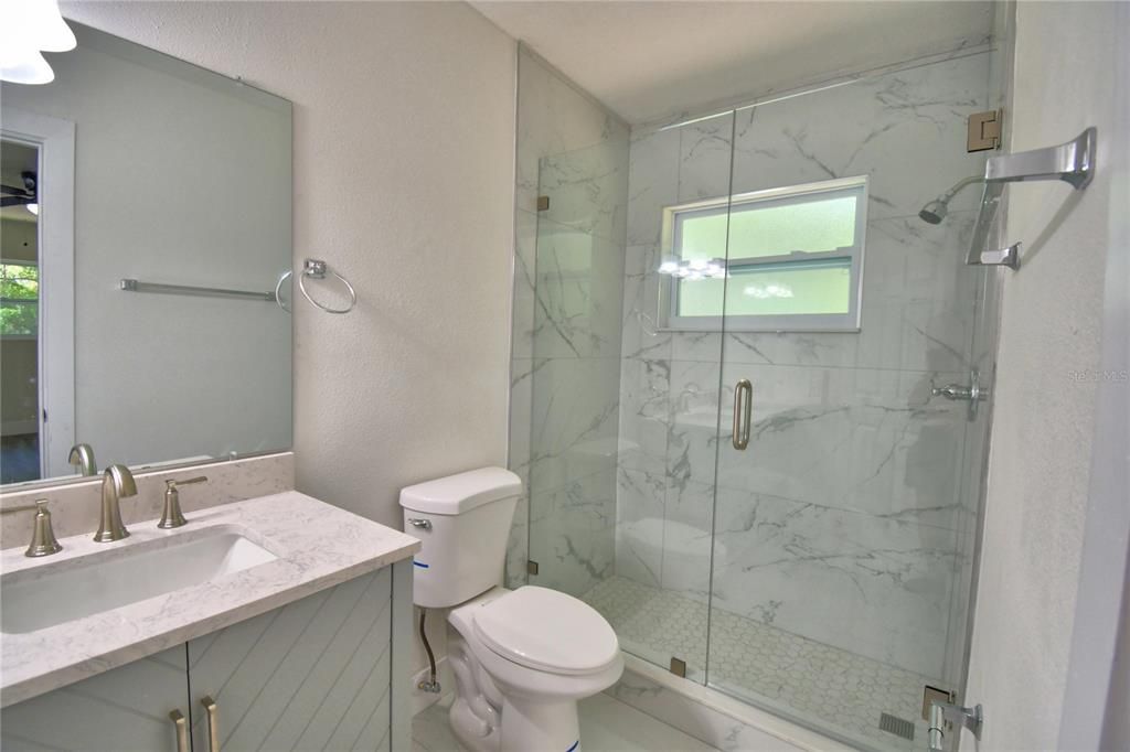 Bathroom, Glass Shower, Interior, Marble Walls