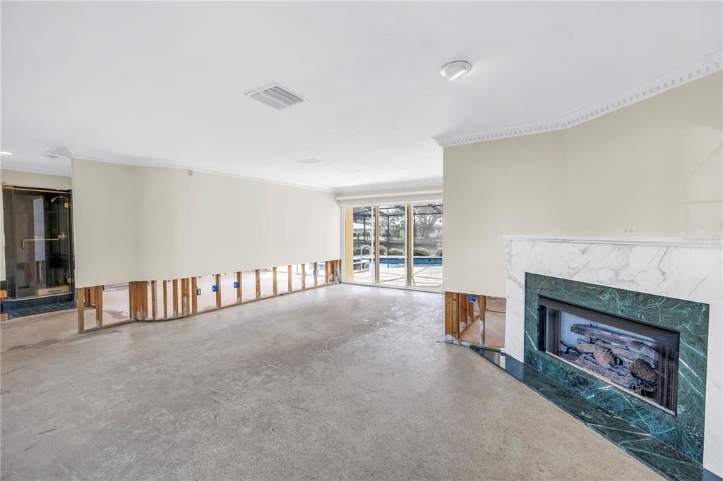 Empty room, Fireplace, Interior, Recessed Lighting