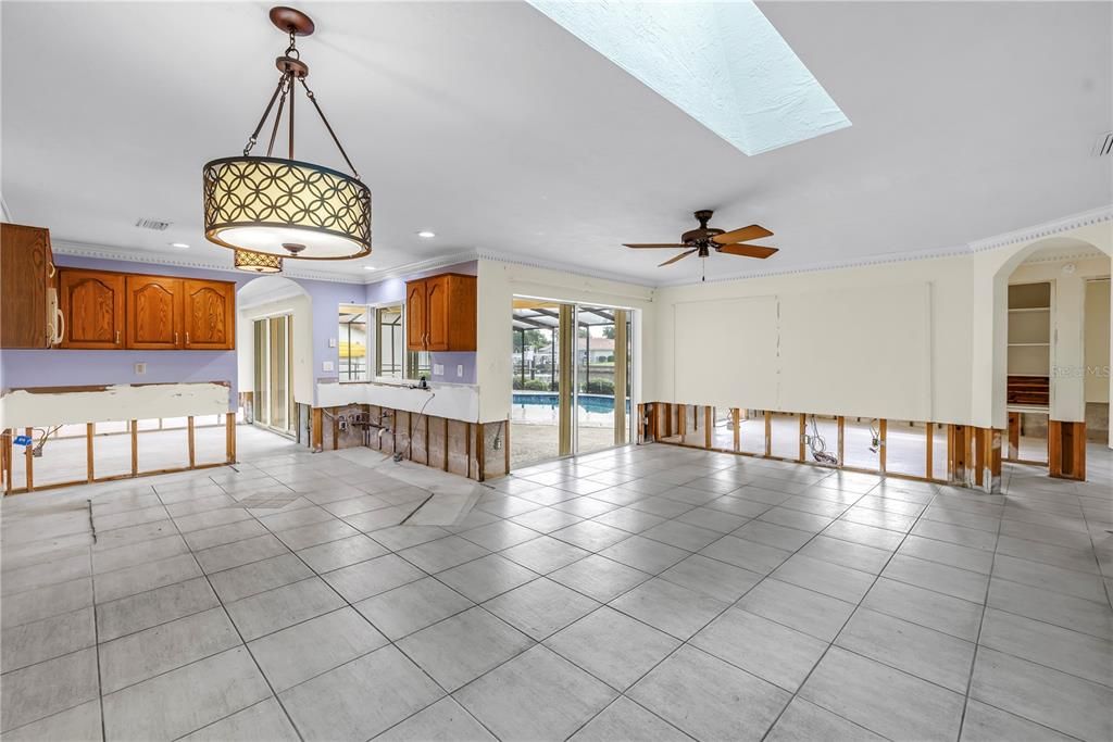 Empty room, Interior, Kitchen, Pendant Lights, Recessed Lighting