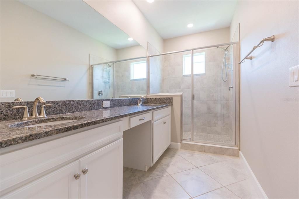 Bathroom, Dual Sink Vanities, Glass Shower, Interior, Recessed Lighting