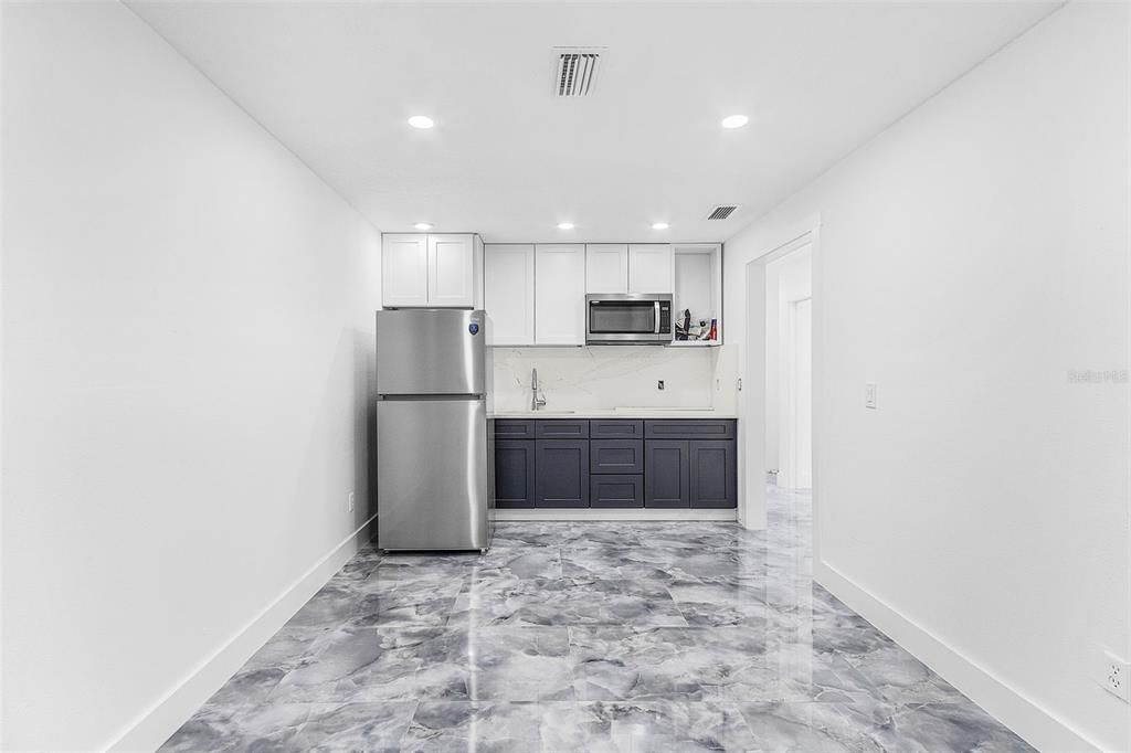 Interior, Kitchen, Marble, Recessed Lighting, Stainless Steel Appliances