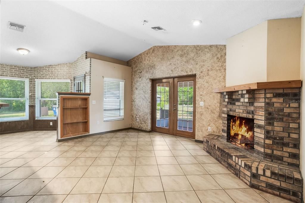 Empty room, Fireplace, Interior, Recessed Lighting