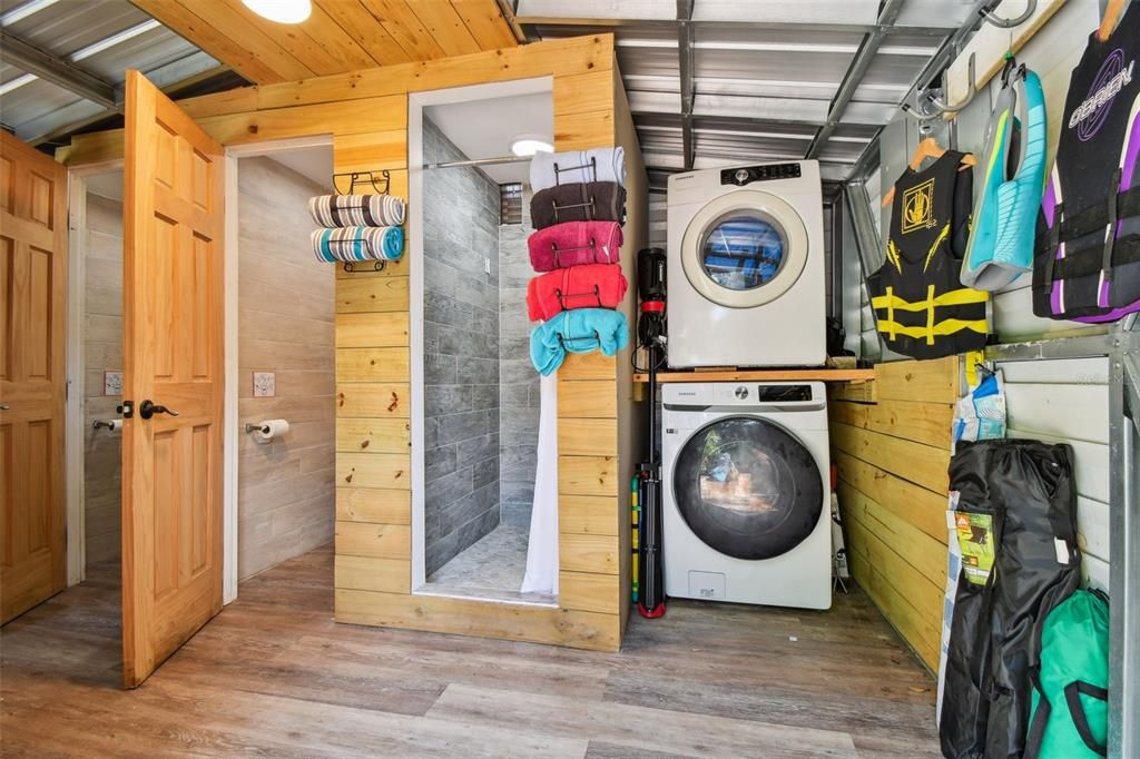 Interior, Utility Closets, Washer, Wooden Beams, Wooden Ceilings, Wood Texture Flooring, Wooden Walls
