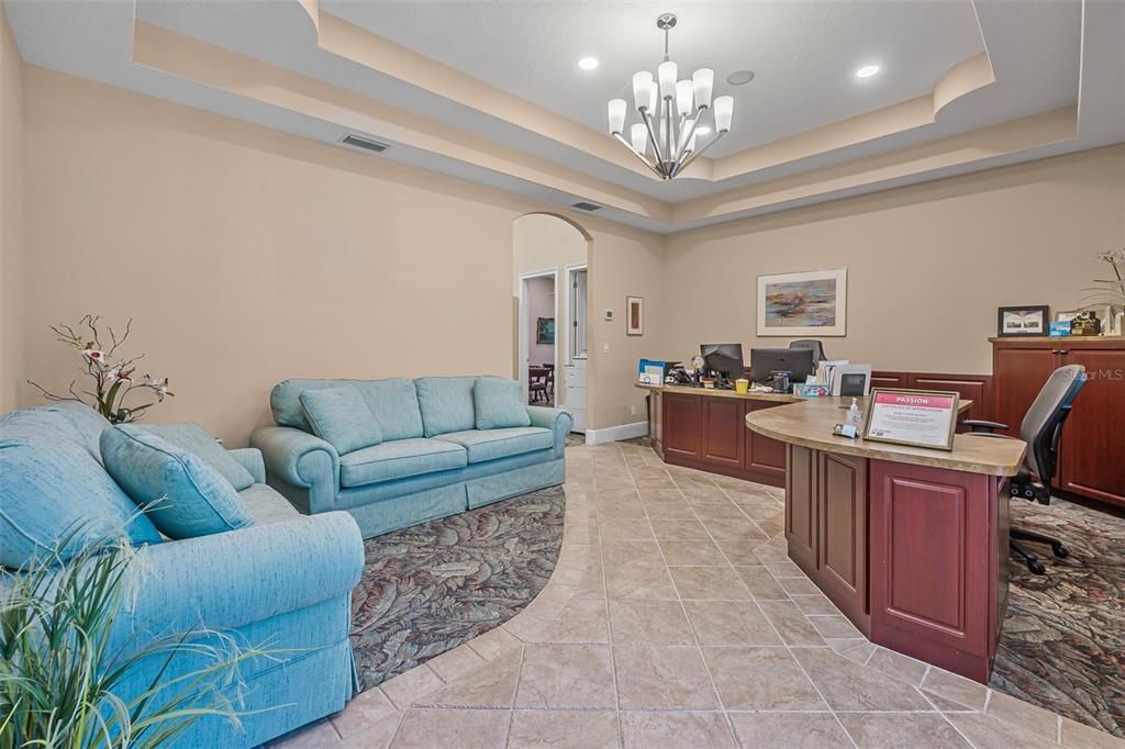 Chandelier, Home Office, Interior, Recessed Lighting