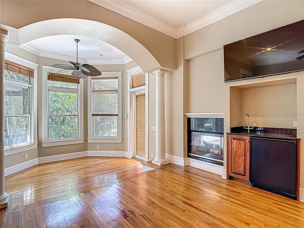 Fireplace, Interior, Wood Texture Flooring