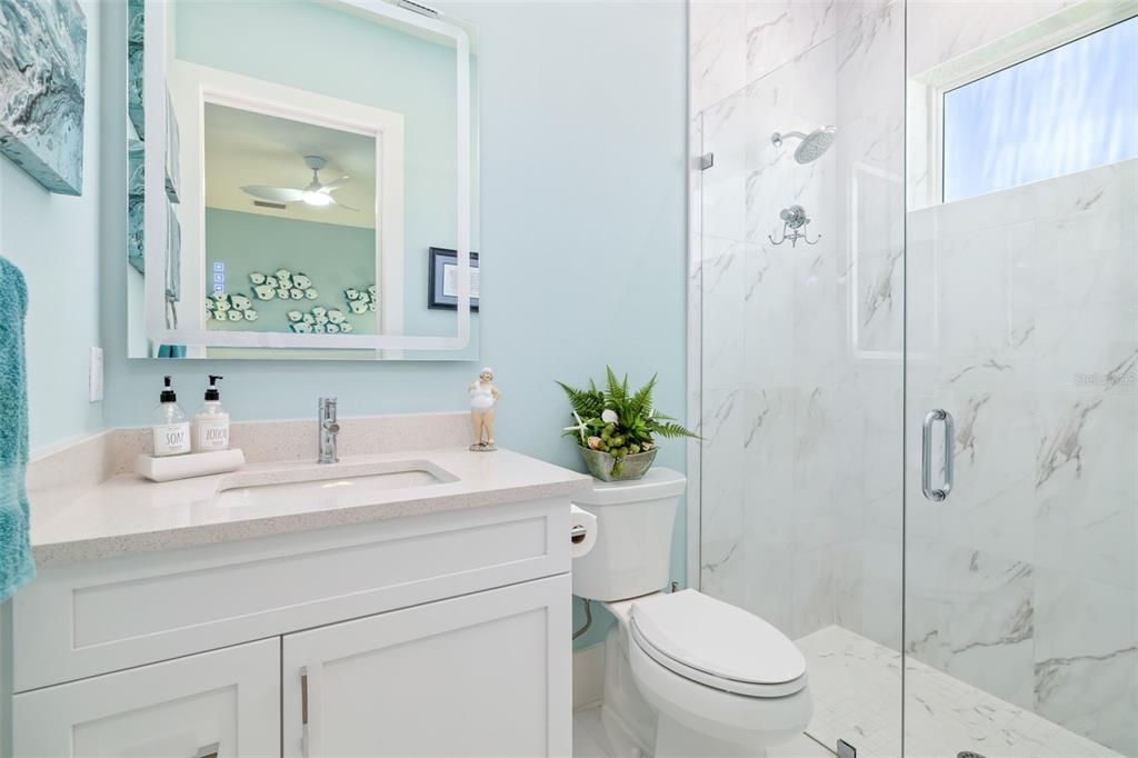 Bathroom, Glass Shower, Interior, Marble Walls