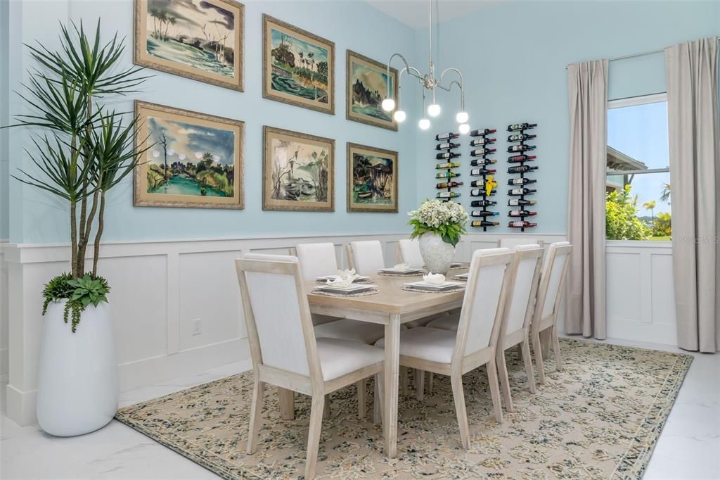 Dining room, Interior, Pendant Lights, Wine Storage