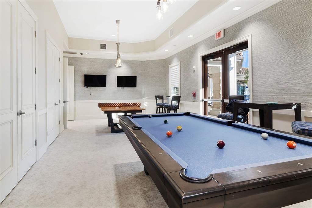 Billiard Table, Game Room, Interior, Pendant Lights, Recessed Lighting