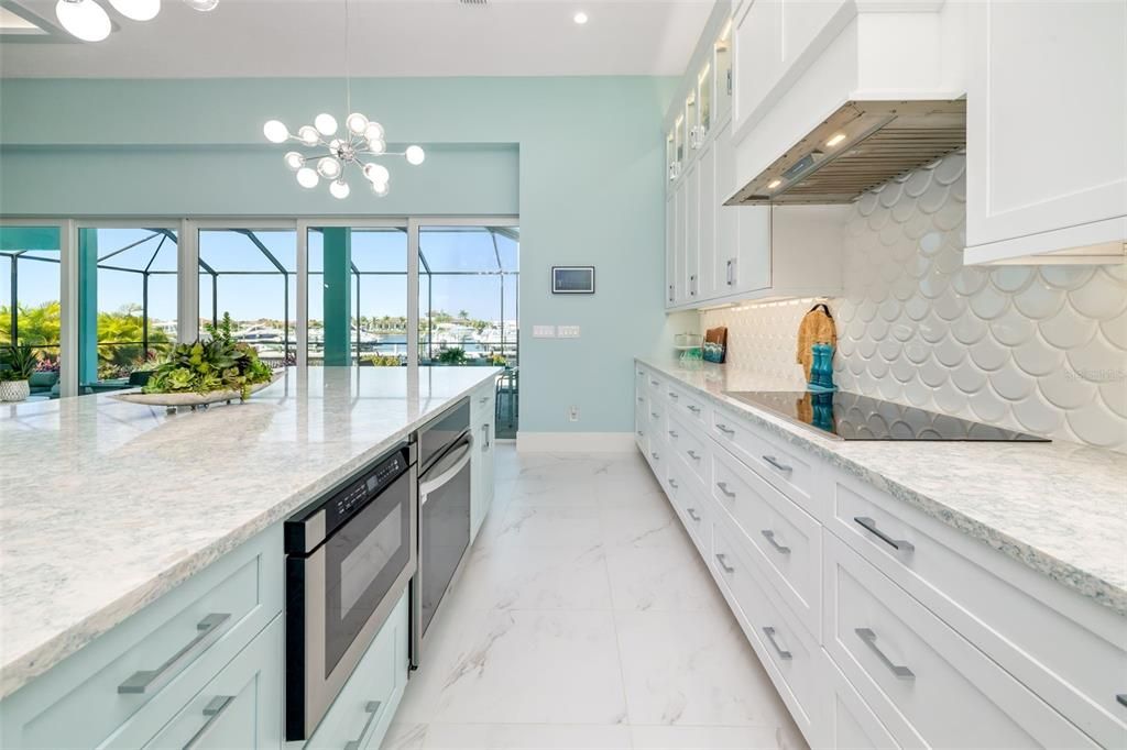 Interior, Kitchen, Marble, Pendant Lights, Recessed Lighting