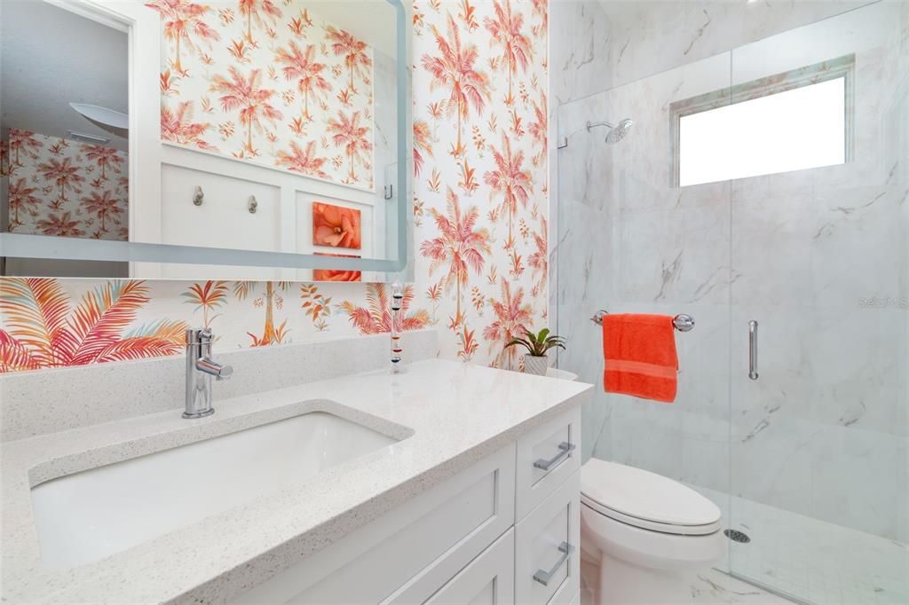 Bathroom, Glass Shower, Interior, Marble, Marble Walls