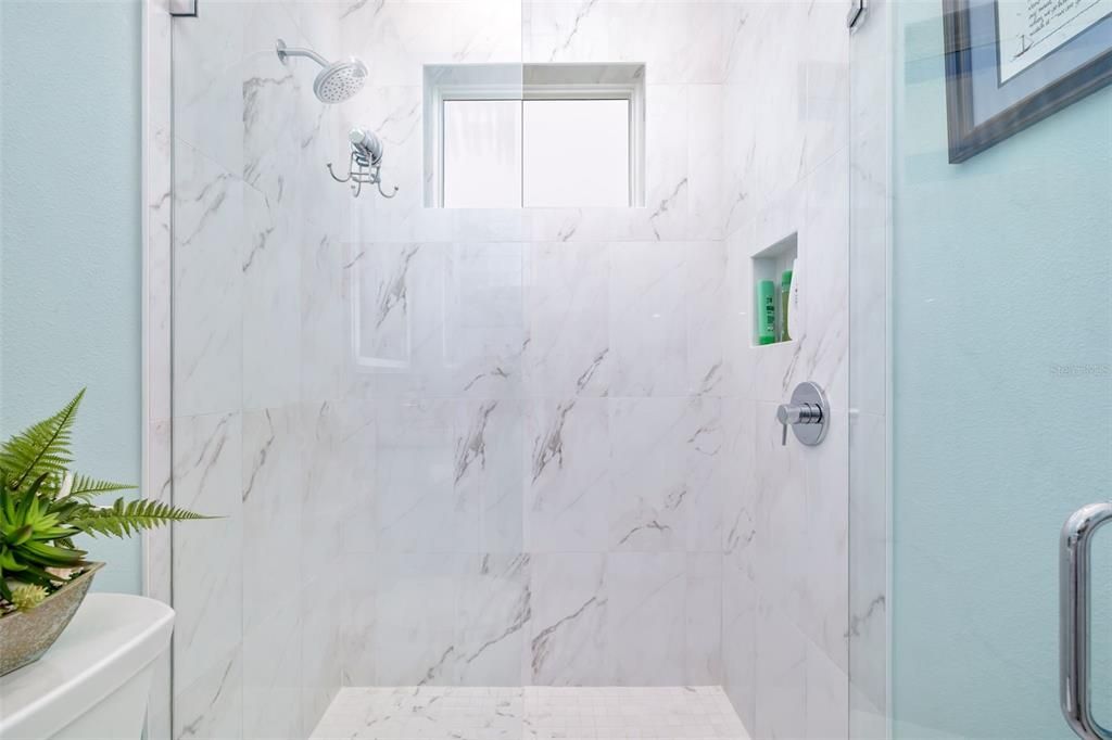 Bathroom, Glass Shower, Interior, Marble Walls