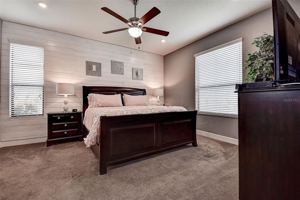 Bedroom, Interior, Recessed Lighting, Wooden Walls