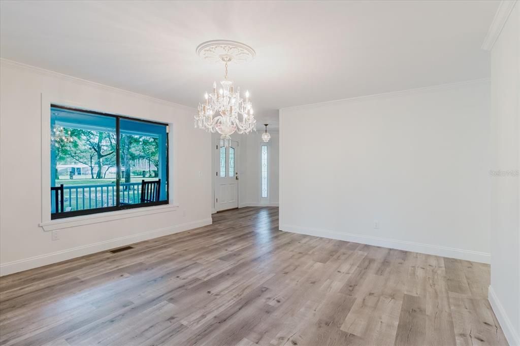 Chandelier, Empty room, Interior, Wood Texture Flooring