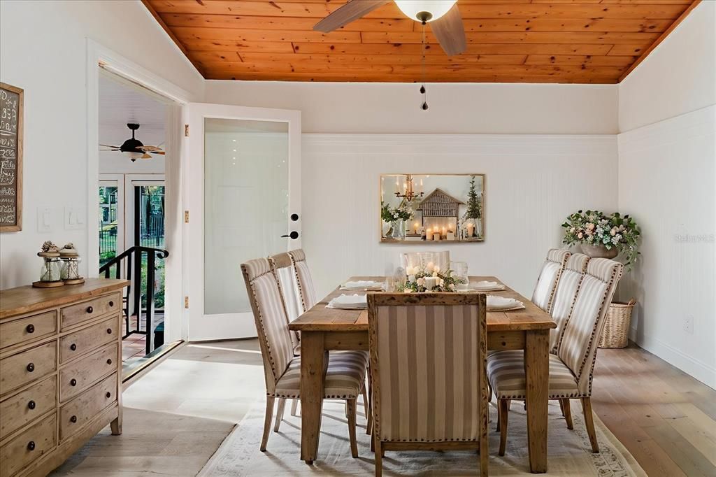 Dining room, Interior, Wooden Ceilings, Wood Texture Flooring