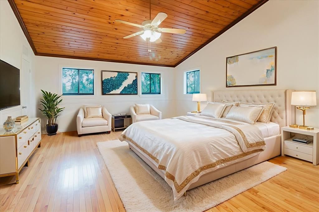 Bedroom, Interior, Wooden Ceilings, Wood Texture Flooring