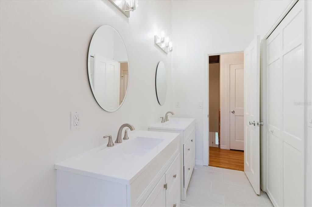 Bathroom, Dual Sink Vanities, Interior, Wood Texture Flooring