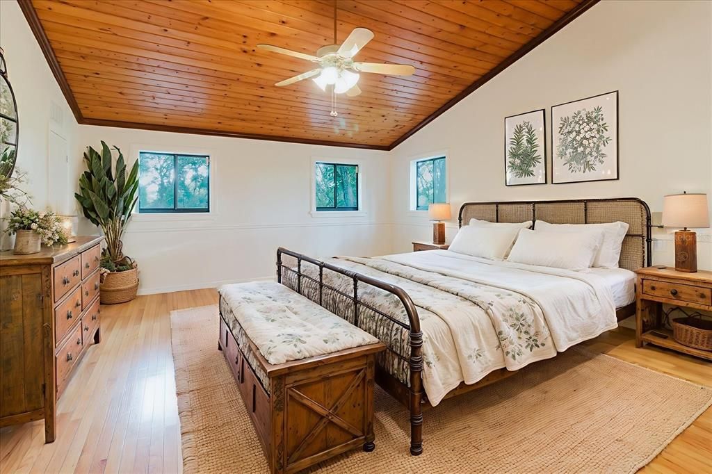 Bedroom, Interior, Wooden Ceilings, Wood Texture Flooring