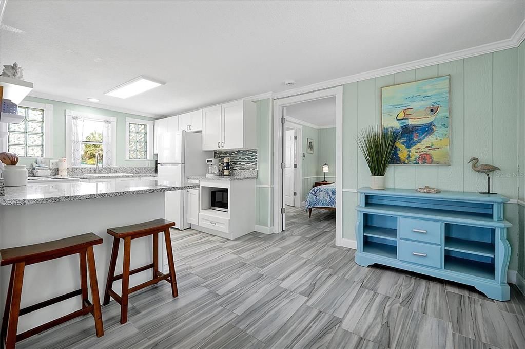 Interior, Kitchen, Recessed Lighting, Wood Texture Flooring