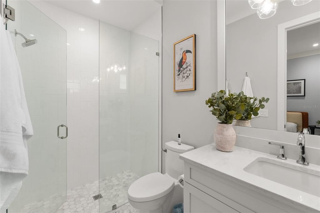 Bathroom, Glass Shower, Interior, Recessed Lighting