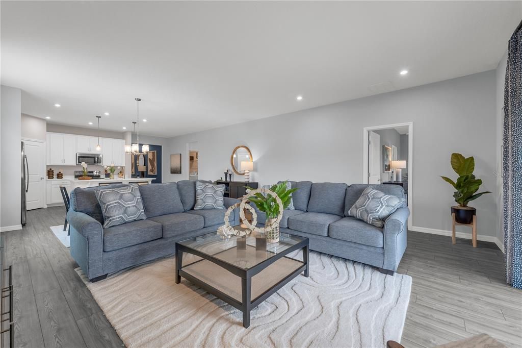 Interior, Kitchen, Living room, Pendant Lights, Recessed Lighting, Stainless Steel Appliances, Wood Texture Flooring