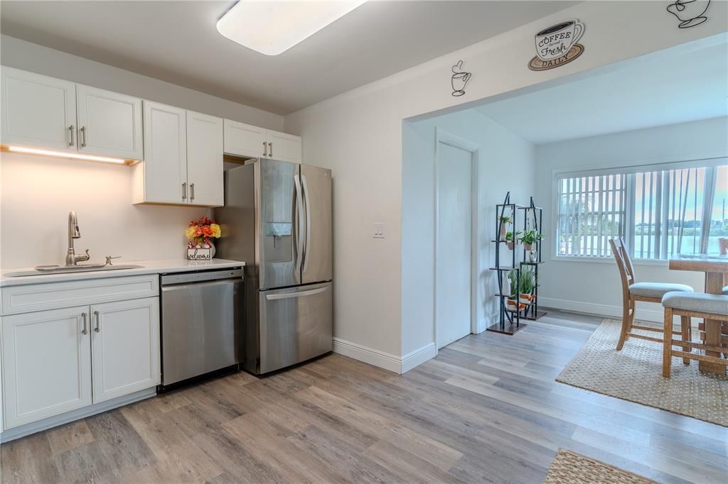 Interior, Kitchen, Stainless Steel Appliances, Wood Texture Flooring