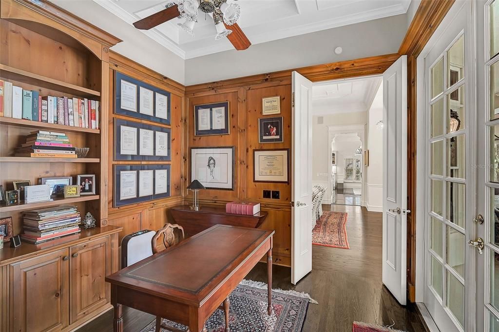 Home Office, Interior, Wood Texture Flooring, Wooden Walls