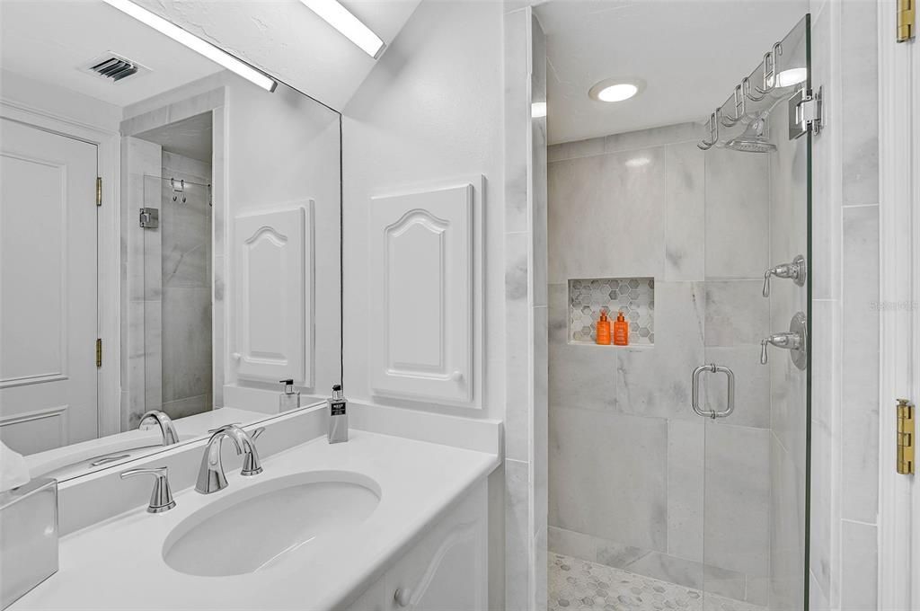 Bathroom, Glass Shower, Interior, Recessed Lighting