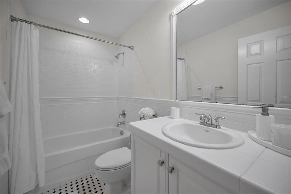 Bathroom, Interior, Recessed Lighting, Tile Countertops