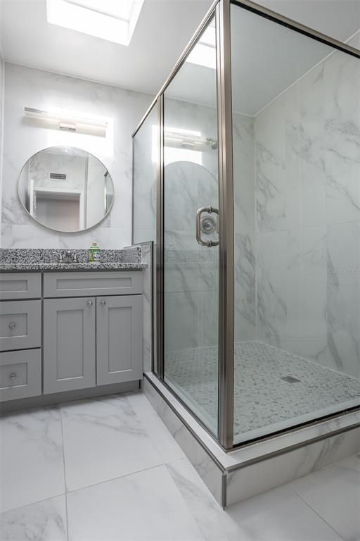 Bathroom, Glass Shower, Interior, Marble, Marble Walls