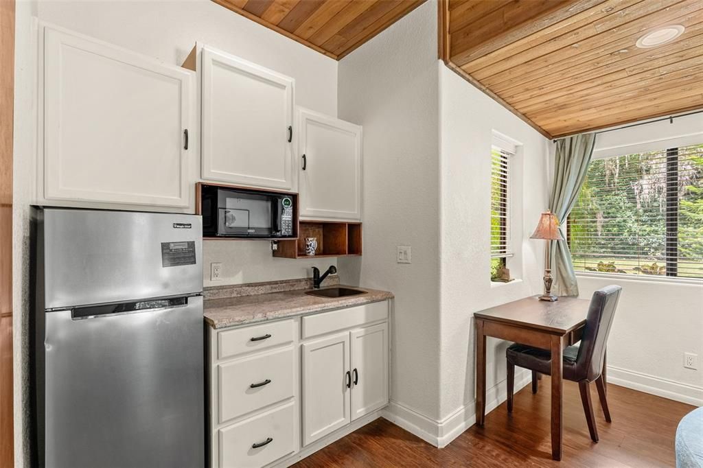 Interior, Kitchen, Recessed Lighting, Wooden Ceilings, Wood Texture Flooring