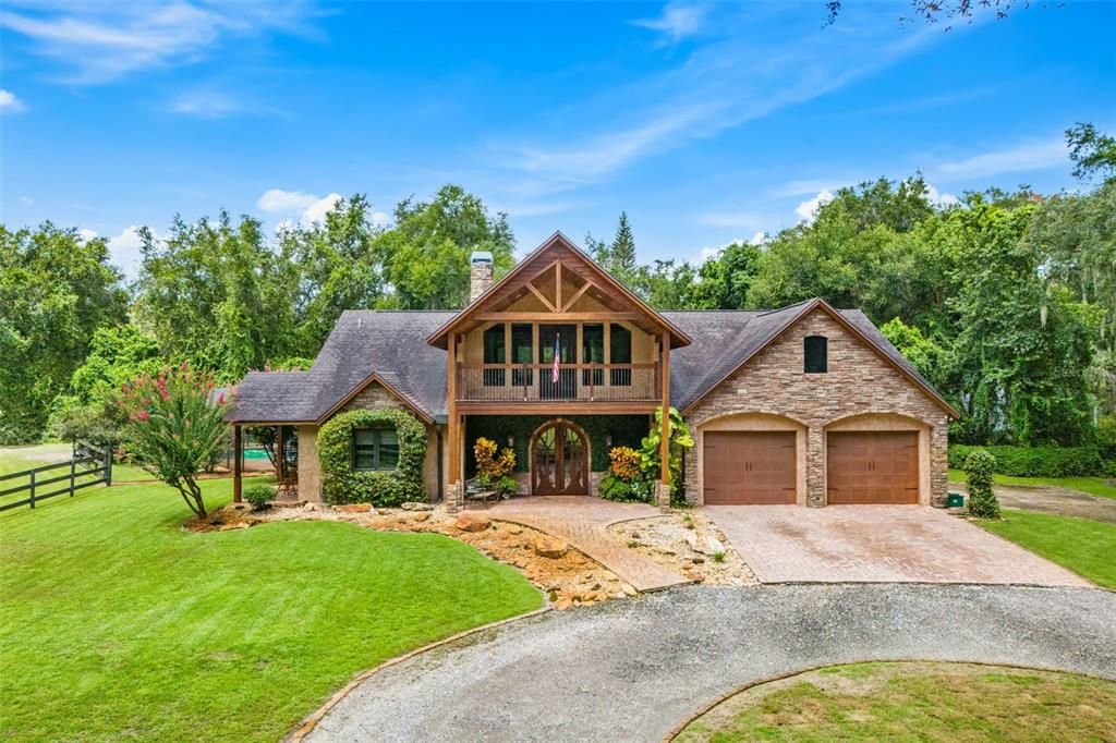 Attached, Backyard, Exterior, Facade, Log Home