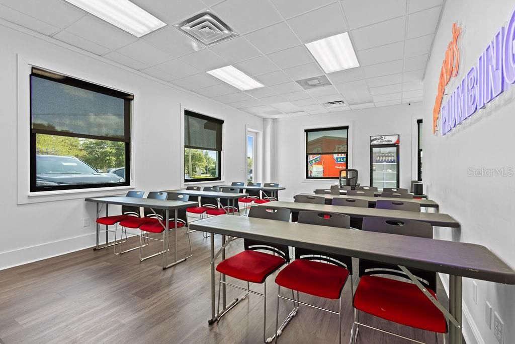 Dining room, Game Room, Interior, Recessed Lighting, Wood Texture Flooring
