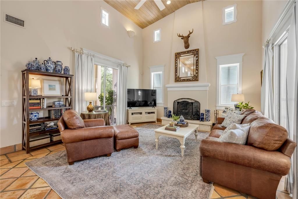 Fireplace, Interior, Living room, Wooden Ceilings