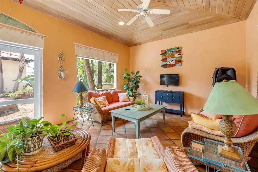 Interior, Living room, Recessed Lighting, Wooden Ceilings