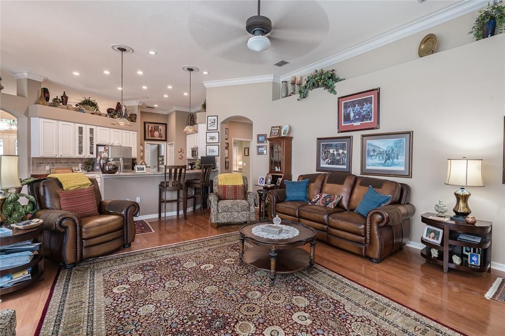Interior, Kitchen, Living room, Pendant Lights, Recessed Lighting, Stainless Steel Appliances, Wood Texture Flooring