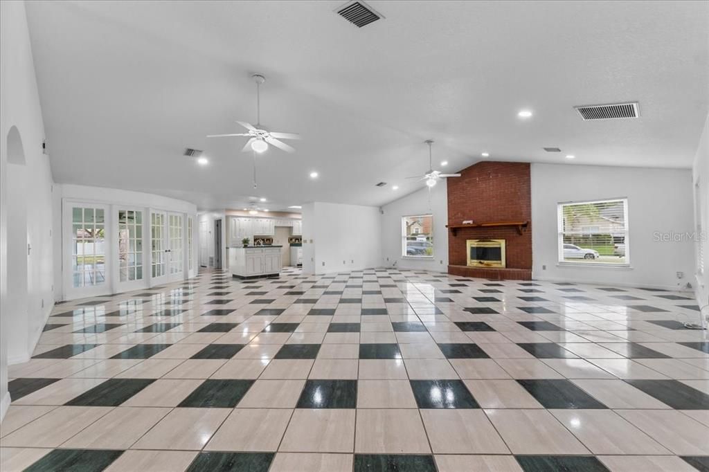 Empty room, Fireplace, Interior, Recessed Lighting