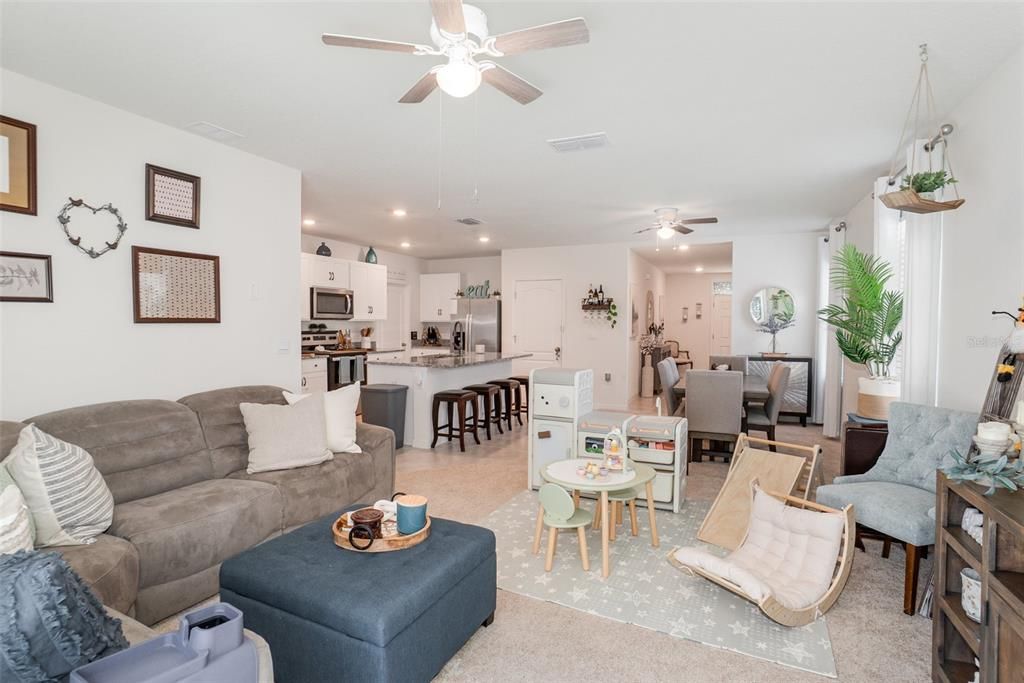 Dining room, Interior, Kitchen, Living room, Recessed Lighting, Stainless Steel Appliances