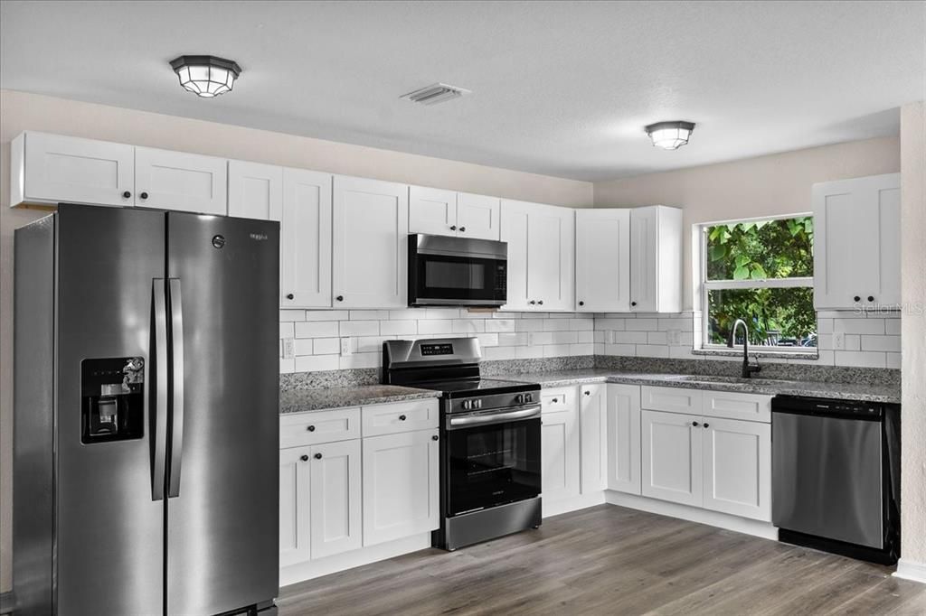 Interior, Kitchen, Stainless Steel Appliances, Wood Texture Flooring