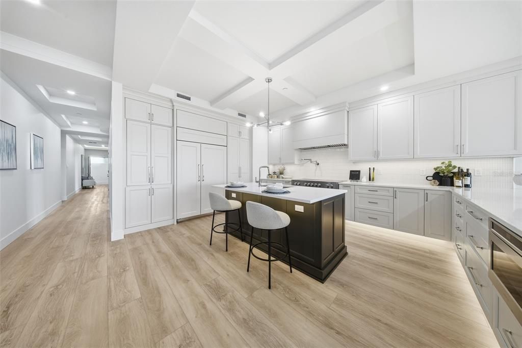 Interior, Kitchen, Pendant Lights, Recessed Lighting, Wood Texture Flooring