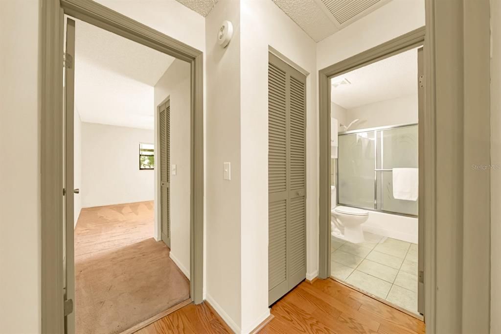 Bathroom, Glass Shower, Interior, Wood Texture Flooring