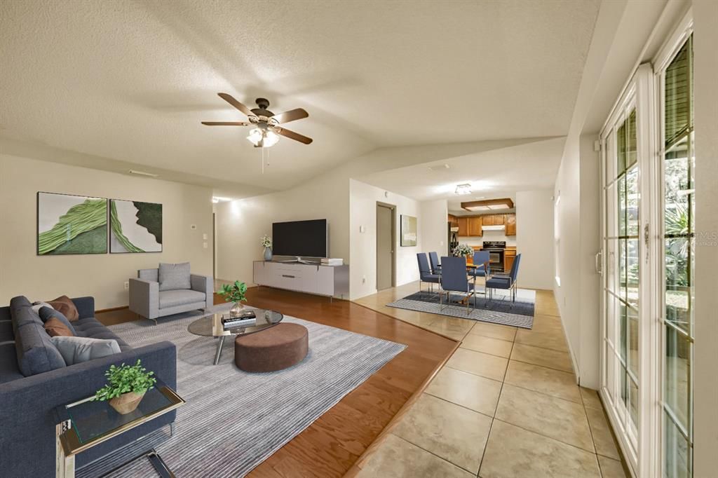 Dining room, Interior, Kitchen, Living room, Wood Texture Flooring