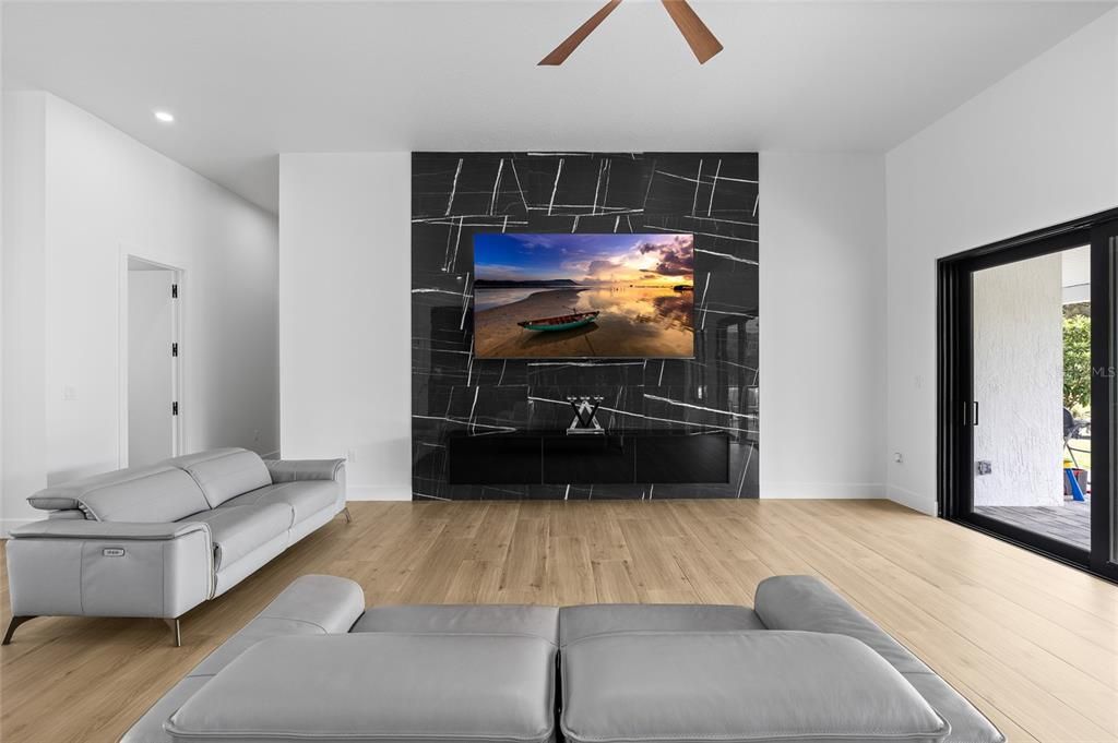 Interior, Living room, Recessed Lighting, Wood Texture Flooring