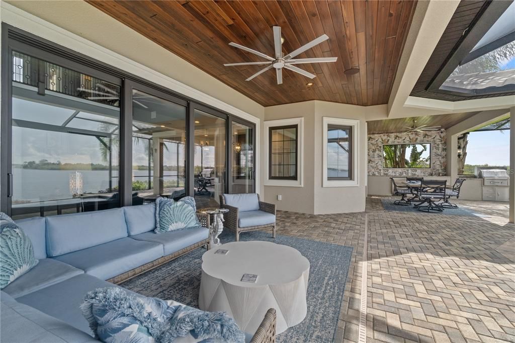 Dining room, Interior, Living room, Sun Room, Water, Wooden Ceilings