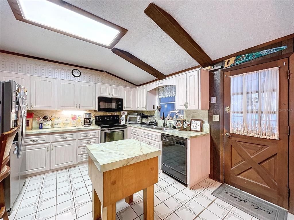 Interior, Kitchen, Stainless Steel Appliances, Wooden Beams