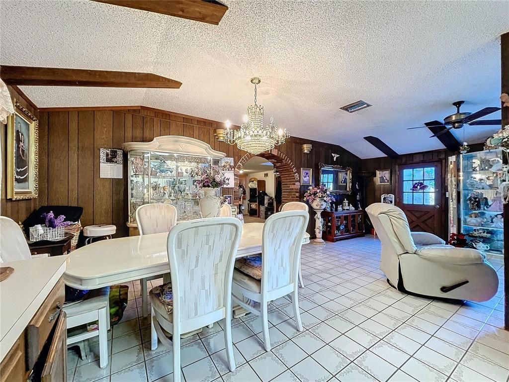 Chandelier, Dining room, Interior, Wooden Walls