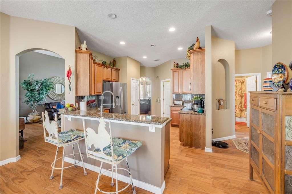 Interior, Kitchen, Recessed Lighting, Wood Texture Flooring