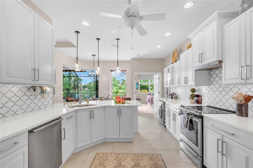 Interior, Kitchen, Pendant Lights, Recessed Lighting, Stainless Steel Appliances