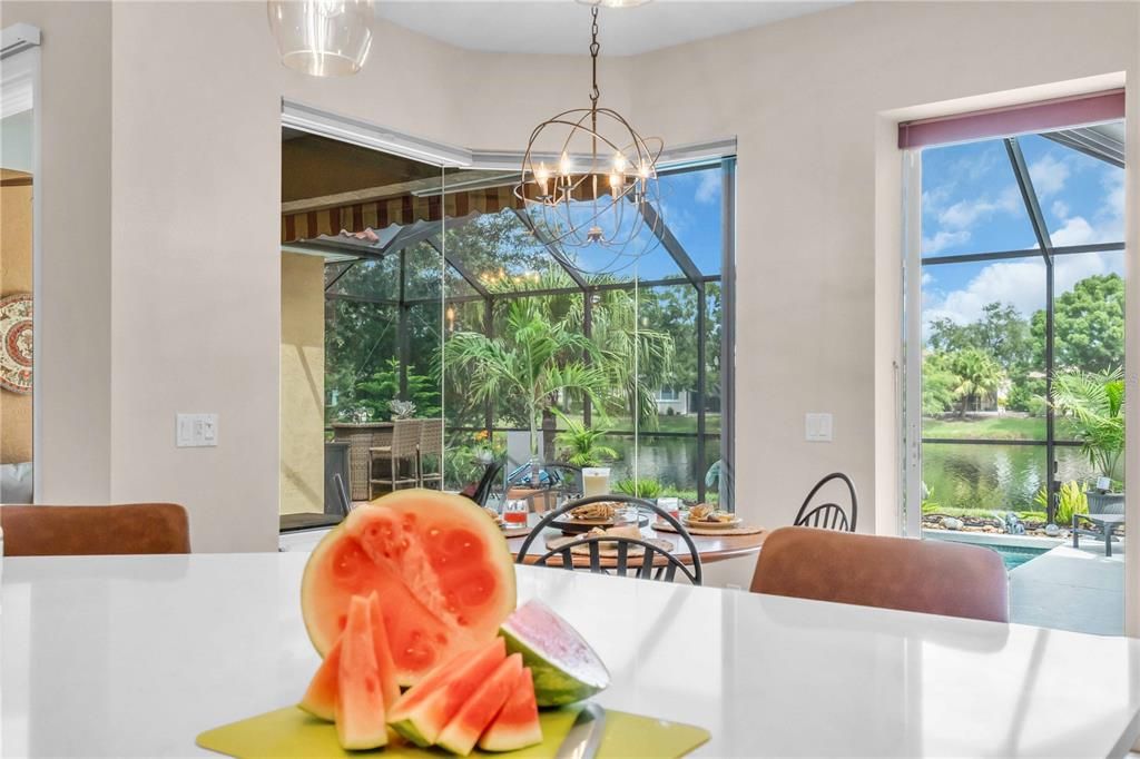 Chandelier, Dining room, Interior, Pool, Sun Room