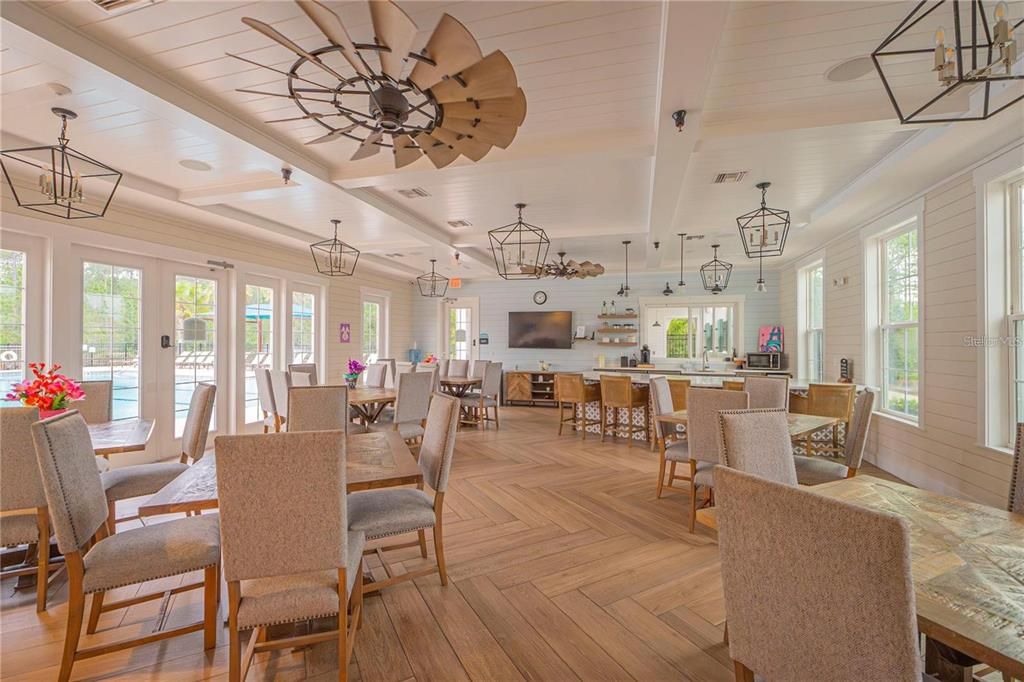 Dining room, Interior, Kitchen, Pendant Lights, Wood Texture Flooring